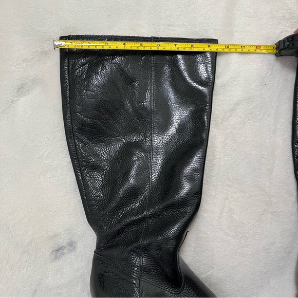 Vince Camuto Sangeti Boots 10W XC | Black Leather Wide Calf Knee High Block Heel - Picture 10 of 15